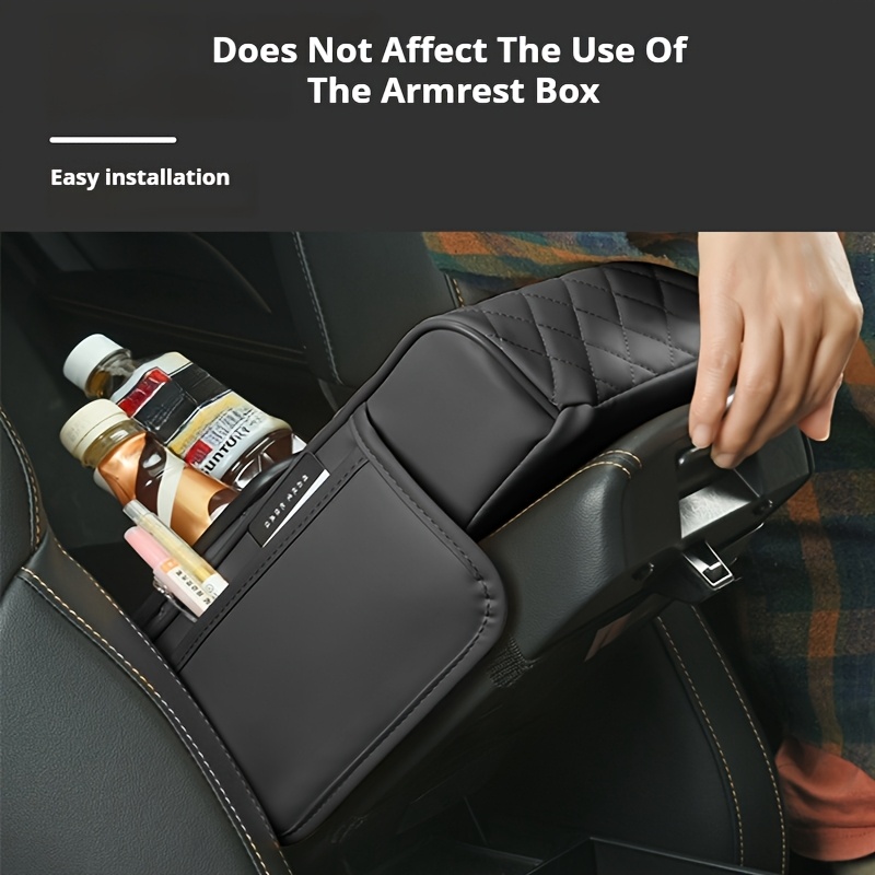 car armrest cushion storage box leather universal fit non textile material use organizer for water cup phone tissues details 7