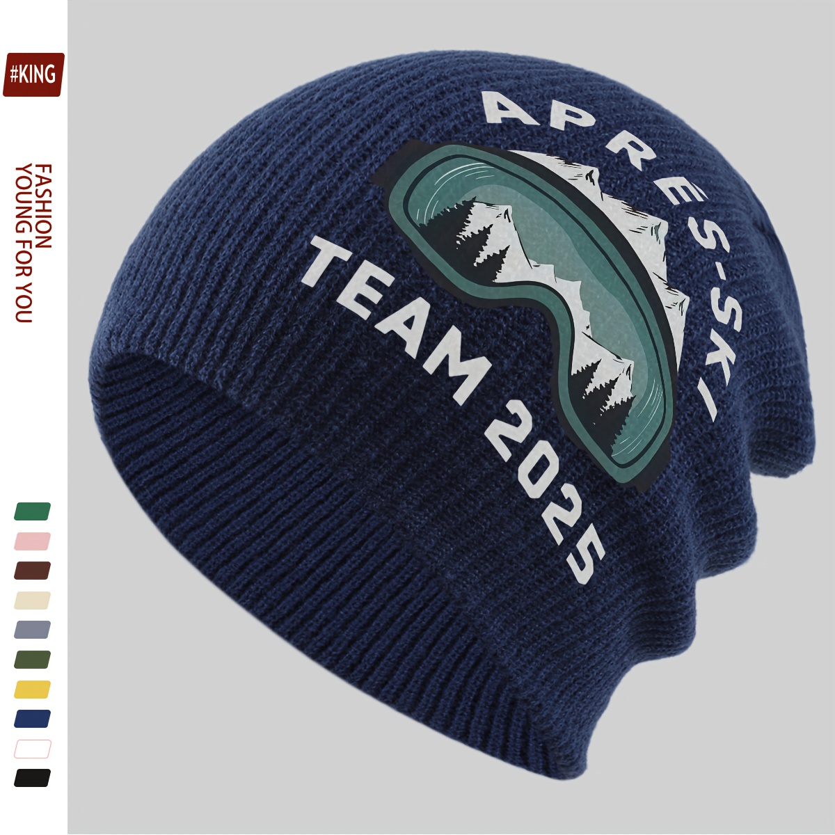TEMU 1 stuks Modieuze Bedrukte Beanie | "- 51.43 meter" , Unisex, Comfortabele Pasvorm voor Skiën, Wandelen, Kerstmis, Ideaal Cadeau voor Papa en