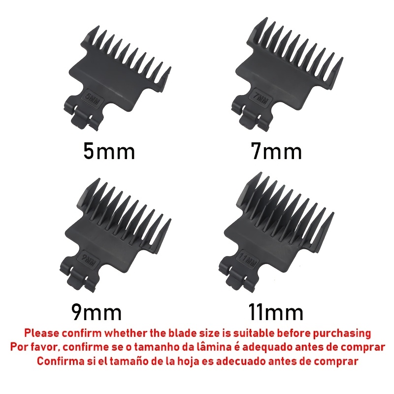 TEMU Kemei 2299 2293 Barber Hair Clipper Limit Comb Salon Cutting Guide Fits Kemei Km-2299 Hair Trimmer 5mm 7mm 9mm 11mm