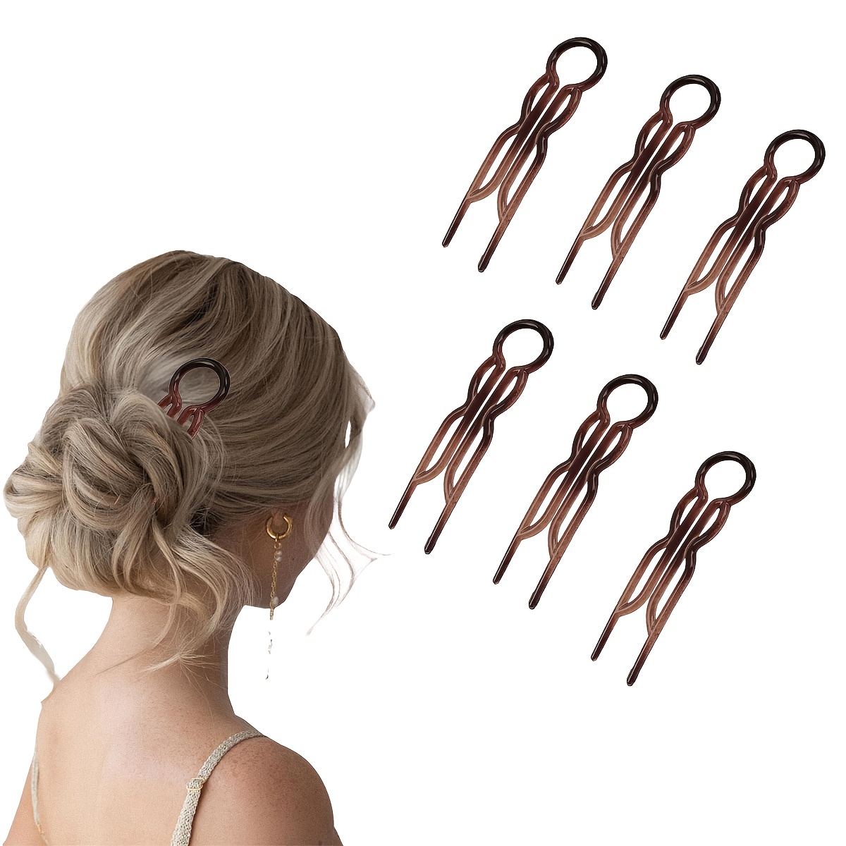 TEMU 6pcs Retro Minimalist Transparent Small Fish Hairpin Women's Bun Hairstyle Hair Fixing Hair Clip Daily Shopping Home Lazy Style Versatile Hair Additions
