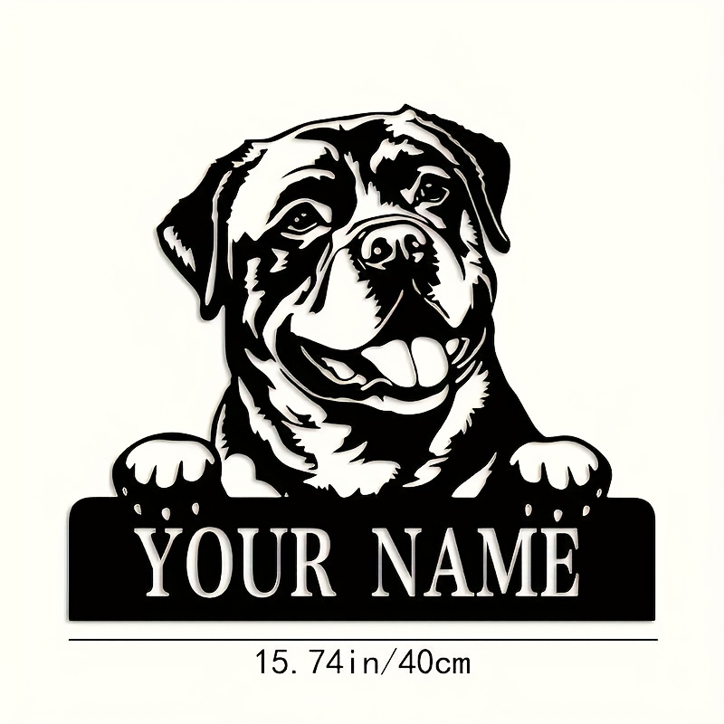 TEMU Custom Personalized Rottweiler Metal Wall Art, Customizable Nameplate For Dog Lovers, Black Metal Home Decor Sign