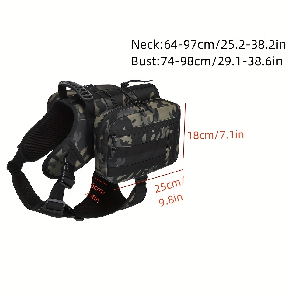 1pc pet dog self backpack outdoor sports going out dog treat bag medium large dog detachable dog bag oxford cloth water package dog food cool handsome camouflage dog backpack details 0