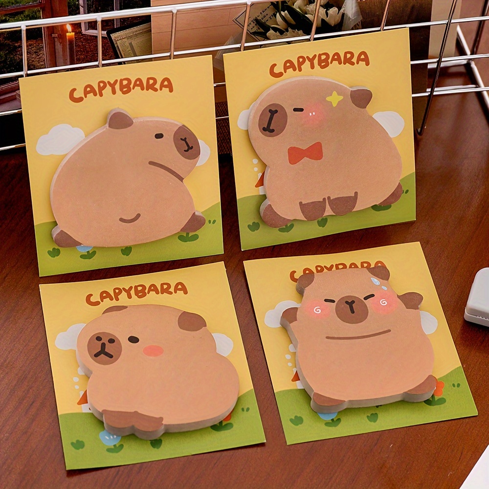 

120 Sheets/4 Books Of Cute Capybara Notes Set, Note- And Reminder Labels, Stickable Irregular Notes