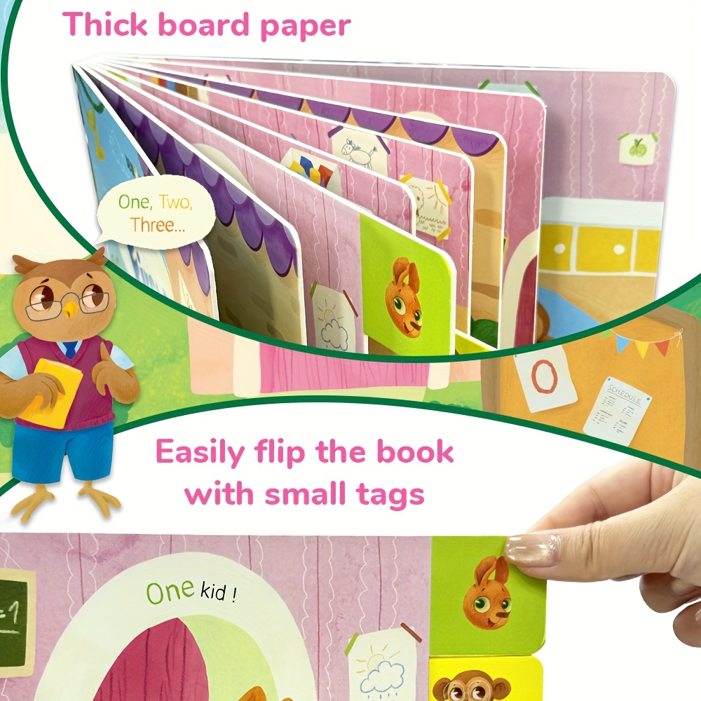 The Initial Day at School, Books for Kids Aged 1-5 Focusing on Numbers And Addition, Featuring Cartoon Illustrations, Easy to Clean, Suitable for Family Education, Perfect As Gifts for Christmas, New Year, And Birthday Parties.