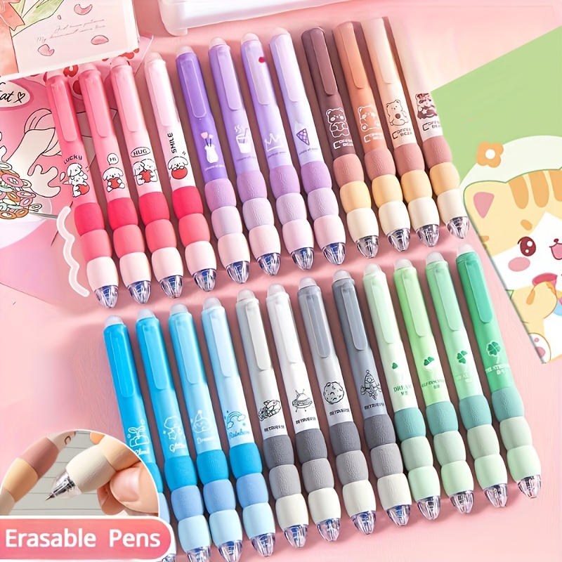 

4-pack Kawaii Erasable Gel Pens, , 0.5mm Fine Point, - Cute Cartoon Designs For Girls, Ideal For School & Office Supplies