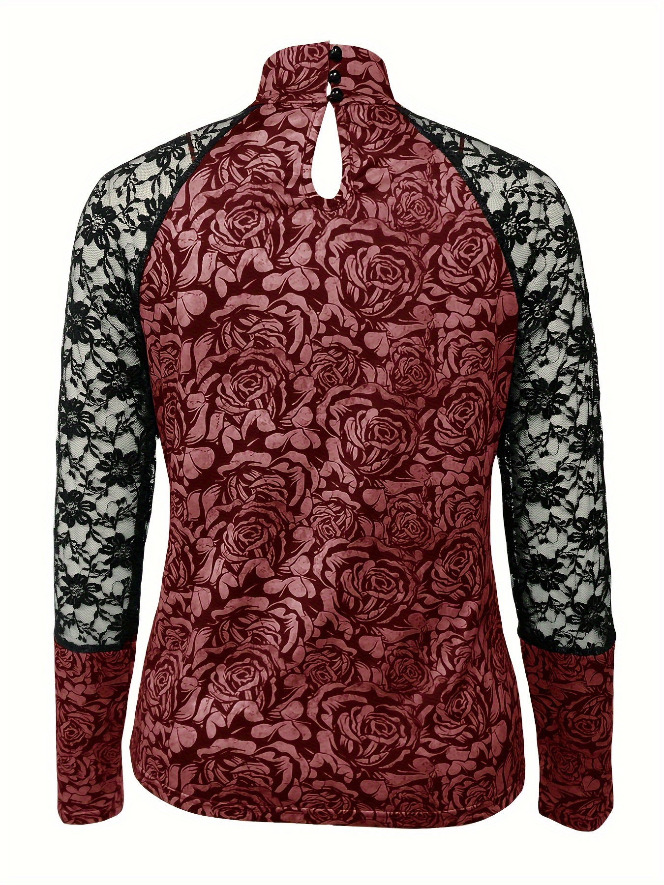 women's casual floral skull print t shirt black lace overlay