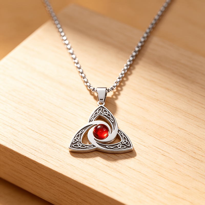 TEMU 1pc Stainless Steel Celtic Knot Pendant Necklace - Versatile Jewelry Accessory Gift For Men And Women Casual Party, Perfect Birthday Holiday