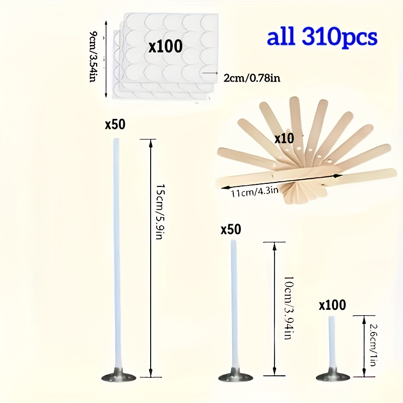 310 Wick Set, Wick, Bracket And Base Label Stickers, Styles Are , Suitable For Cylindrical Candles And Candle Additions