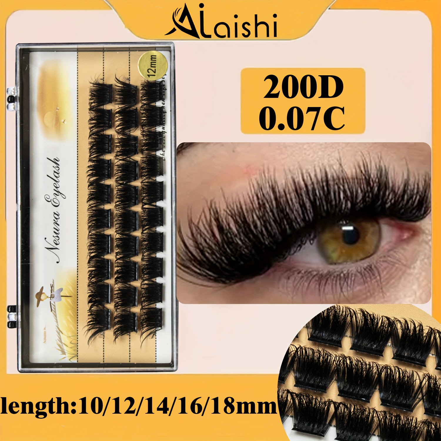 30pcs AILAISHI Professional D Curl Cluster Eyelash Extensions, Mixed Lengths