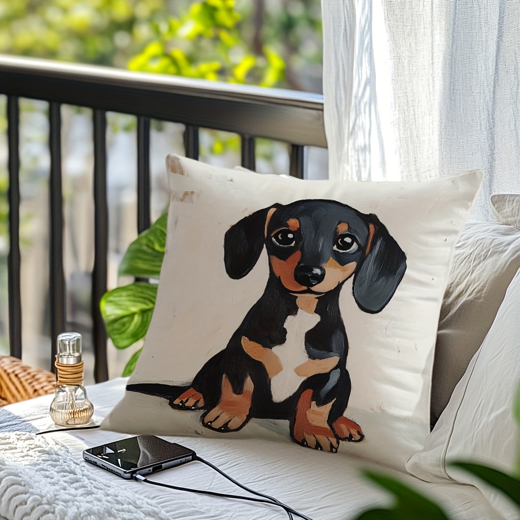dachshund throw pillow cover soft printed zipper Temu Pakistan