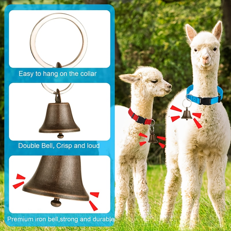 

3pcs pour Animaux de Compagnie en Nylon Ajustables avec Cloches - Cloches Bronzées Nettes et pour Chèvres, Moutons, Vaches et Chevaux - et Facile à Accrocher pour Animaux de Ferme