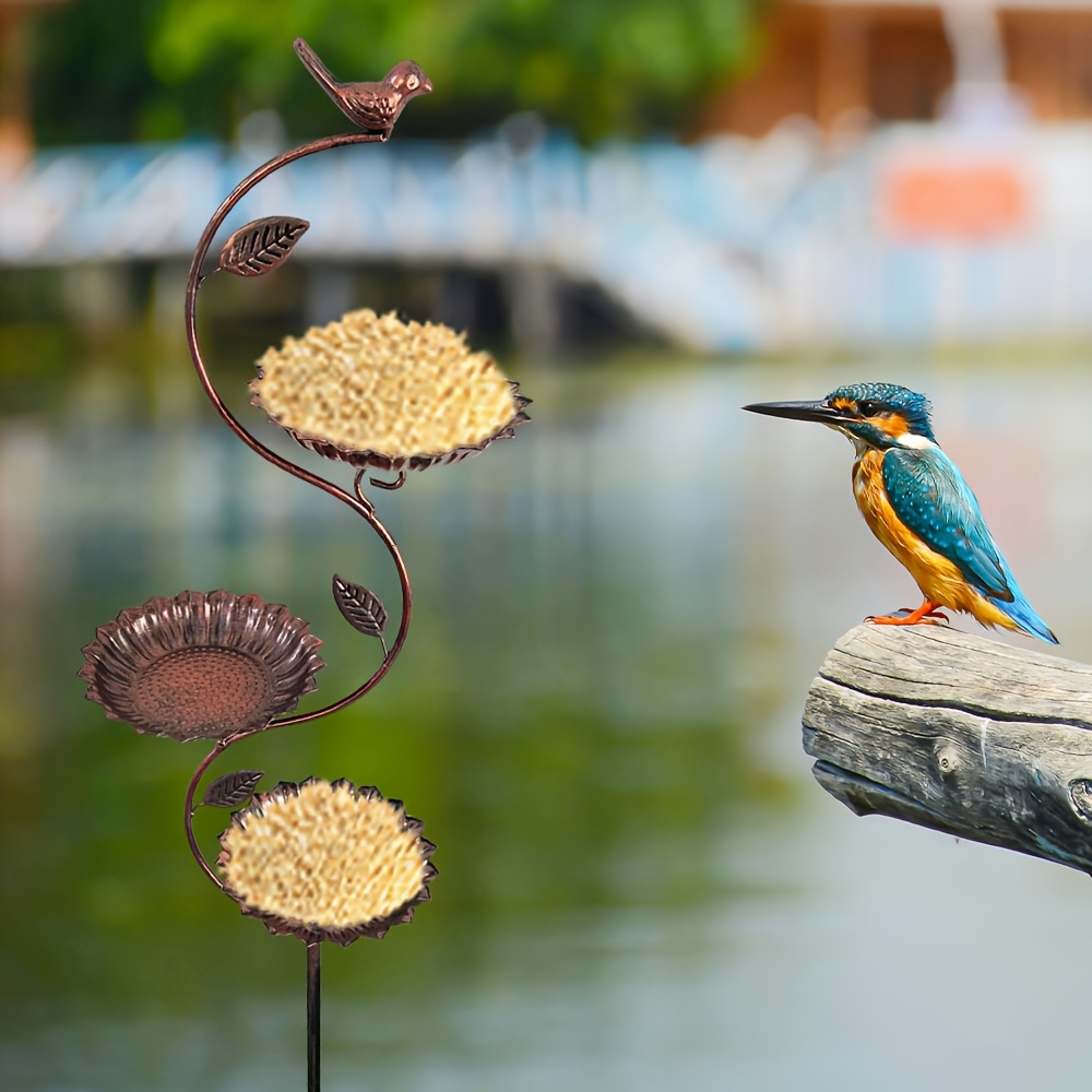 Image of 44" Make Old Tall Bird Baths And Feeders For Outdoors, Cast Bath And Feeder Combo, Metal Heavy Duty Birdbath Pedestal, For Outdoor Garden Yard Lawn Porch Floral Decorative Birdbaths For Outdoor Garden