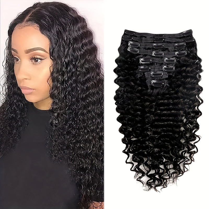 

Clip In Hair Extensions Real Human Hair Deep Wave Invisible Weft Clip Ins Human Hair Extensions For Women 8pcs With 18clips (18-26 Inch, 120g Natural Black)