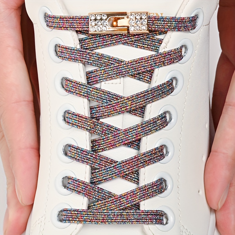 1Pair Rhinestone Shoe Buckles, Fashion Versatile Plastic Buckles Suitable for Elastic Shoelaces