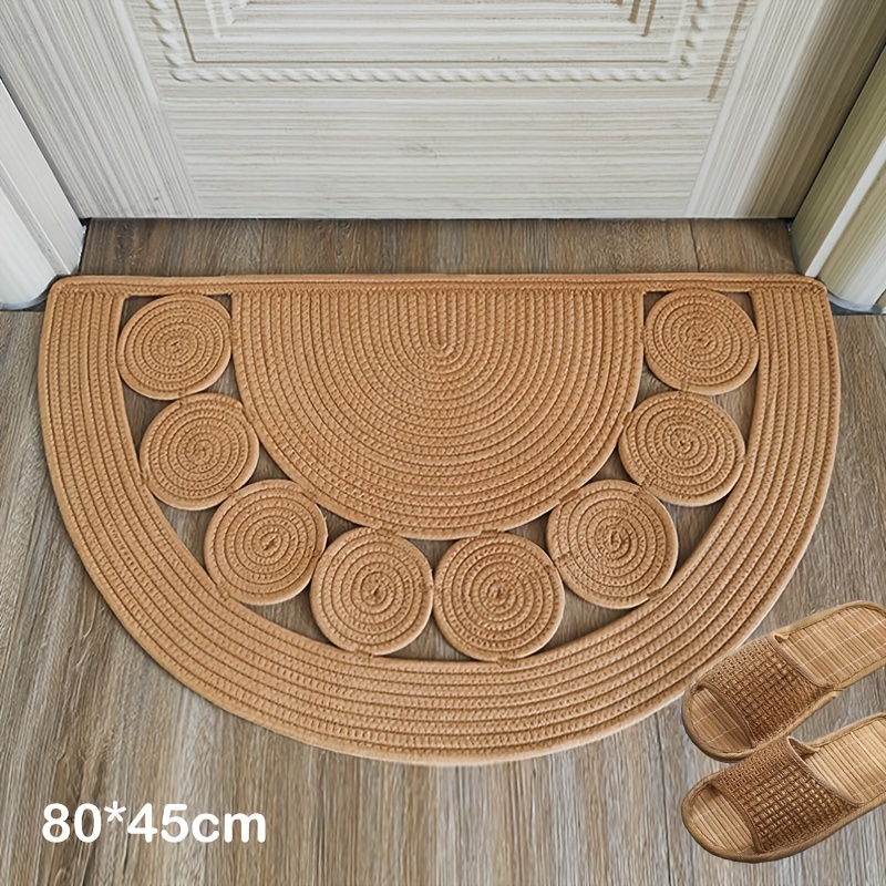 *. Boho Hand Leinenmischung Halbkreis Teppich, Badezimmer Anti-Rutsch Matte, Halbrunde * Schnelltrocknend, Maschinenwaschbar * für Wohnzimmer, Eingangsbereich, Badezimmer, Schlafzimmer & Außenhof,