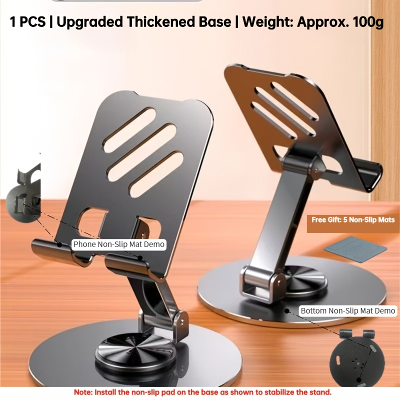360 degree rotating aluminum alloy phone stand compact portable foldable desktop stand suitable for all smartphones and tablets   accessory suitable for 17 days of festivals