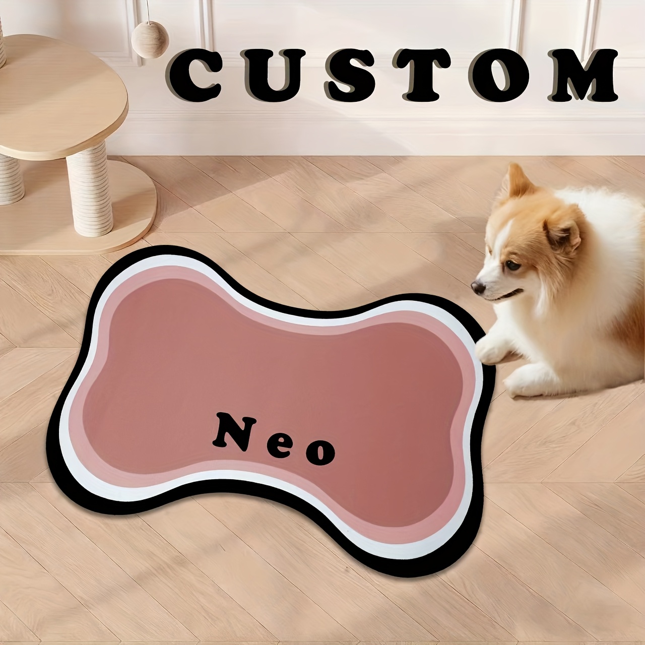 Customizable Quick-Pet Feeding Mat with Paw Print Design