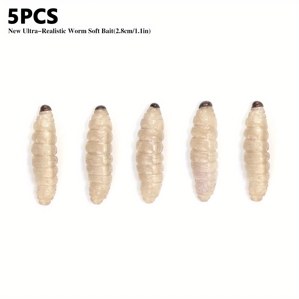 E-shop 5-teiliges Set Weiche Wurm-Köder, Realistischer Maden-Köder, 2,8 cm/1,1 Zoll Wurm/Weiche Maden für Lachsfischen, , Barsch, Fliegenfischen,