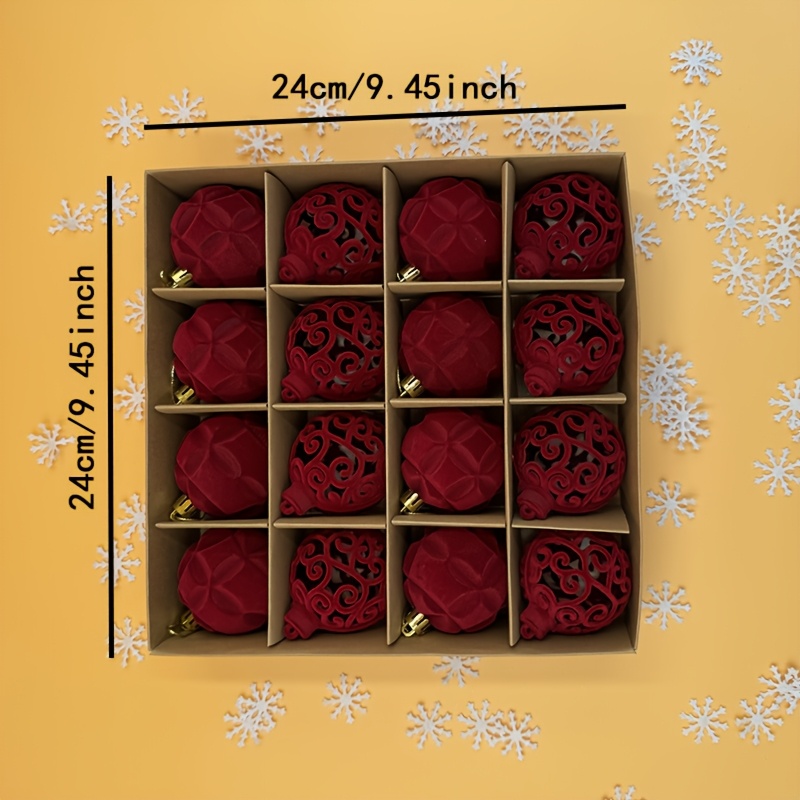 Boule De Noël Floquée MIJOMA - 15 Cm, Aspect Velours Mat, Rouge Foncé, Décoration Moderne Et Légère
