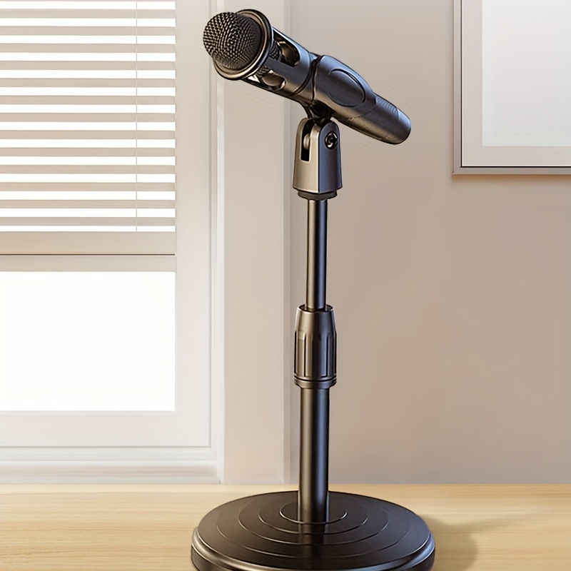 

[1pc Adjustable Desktop Microphone Stand] 1pc Adjustable Desktop Microphone Stand, Portable Mini Tripod Holder, Abs Resin Material, Universal Clamp For Handheld Microphones