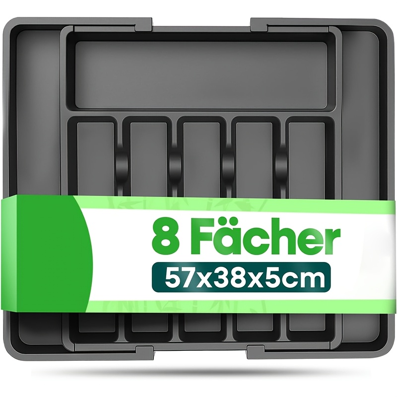 E-shop Besteckablage für Schubladen, bis zu 57 cm verlängerbar - Verstellbare Besteckablage aus Kunststoff - Besteck Organizer Küche -