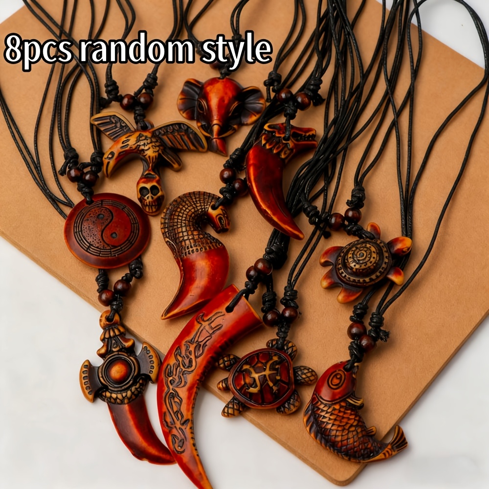 8pcs Retro Punk Gothic Necklace Set, Adjustable Rope