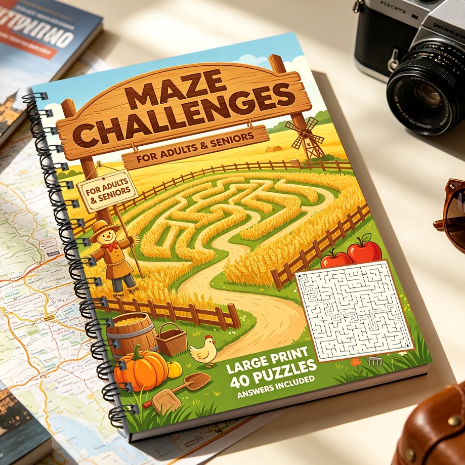 Maze Challenges Book, Brain Teaser for Adults