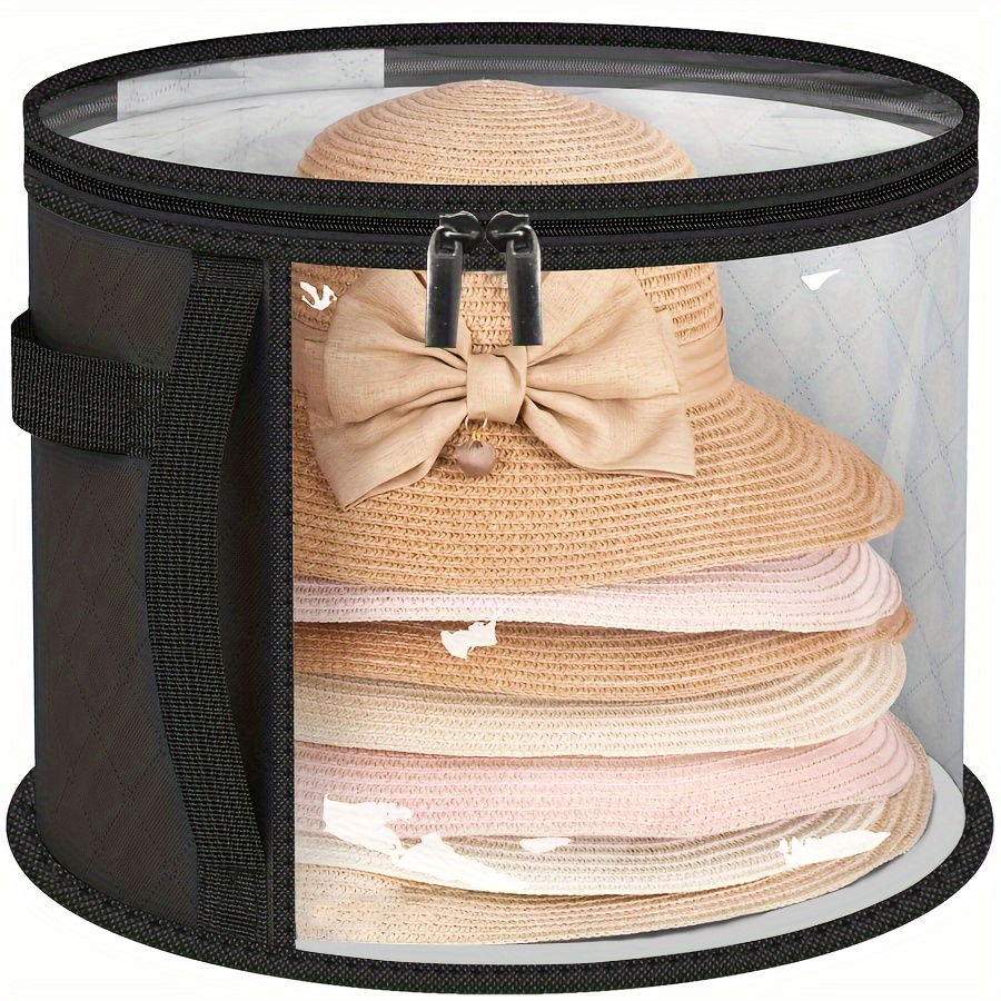 

Fashion Foldable Large Hat Storage Organizer, Non-woven Material, Portable With Handle, Holds 7 Extra Large Hats, With Random Printing, For Sun Hats, Beach Hats, Baseball Caps And Cowboy Hats