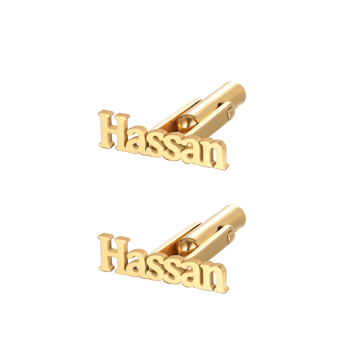 TEMU Une paire de boutons de manchette personnalisés avec nom, boutons de manchette minimalistes et élégants avec plaque de lettre définie par