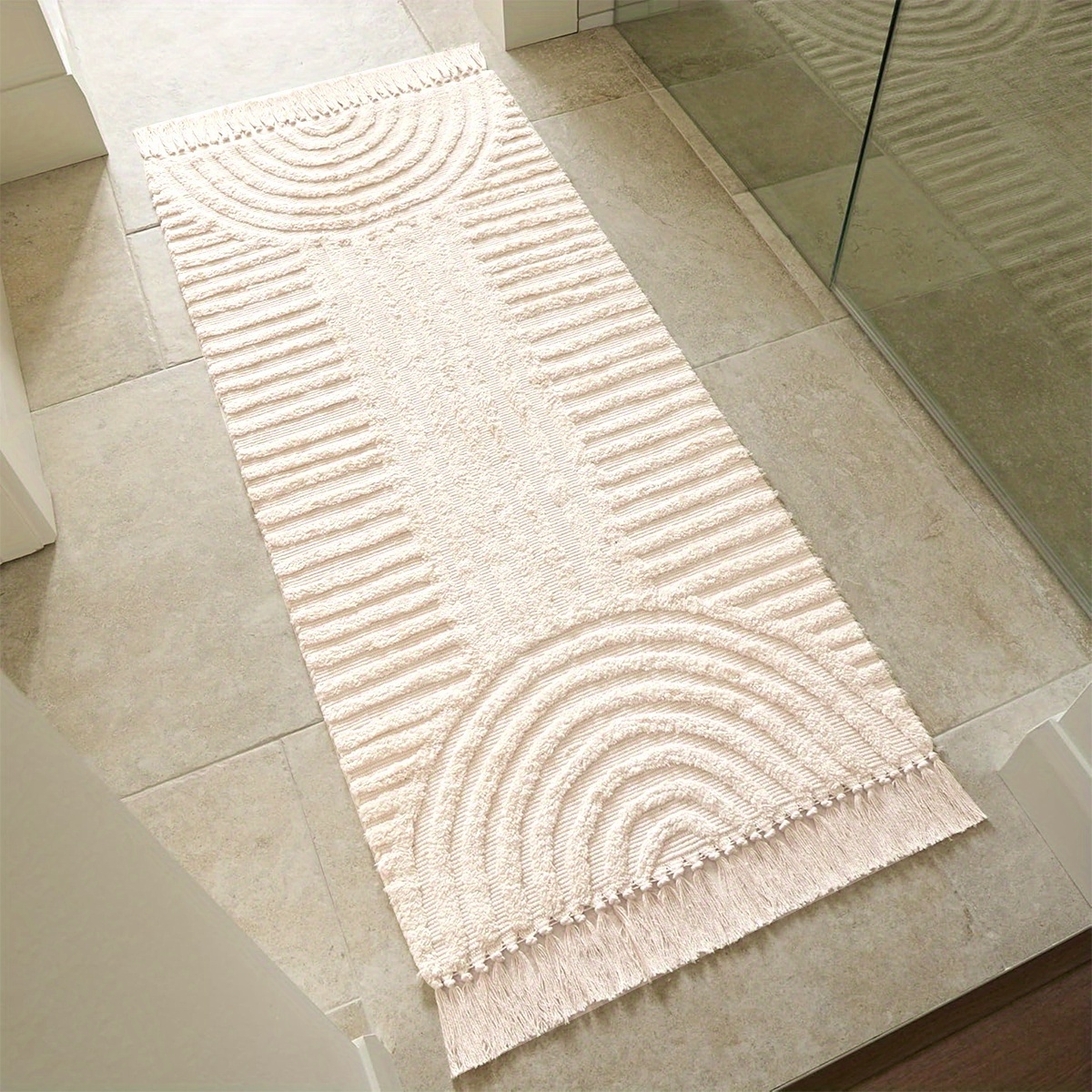 Bohemian Carpet - Neutral Beige Rug Suitable For Hallway, Bathroom, Kitchen - Jumbo Sizes , Mat, Decor, Maintenance