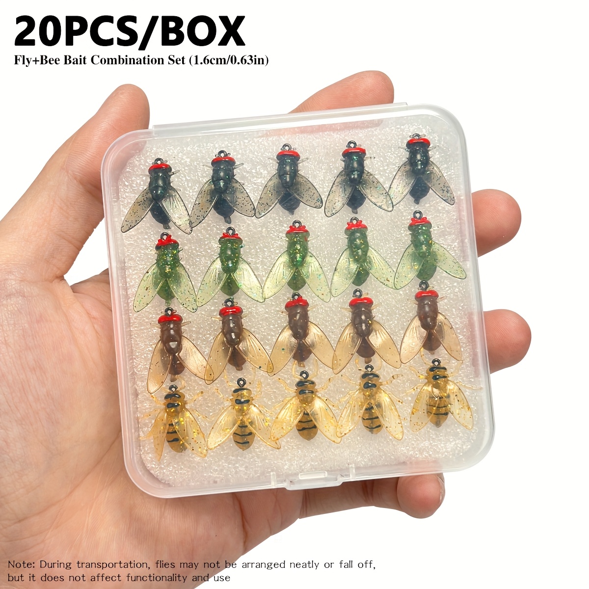 E-shop Ein Set aus 20 Fliegen mit Flügeln für Insekten - Vibrationsfliegen-Kits mit Flügeln - Mit vier Farben von weichen Fliegenködern, geeignet für