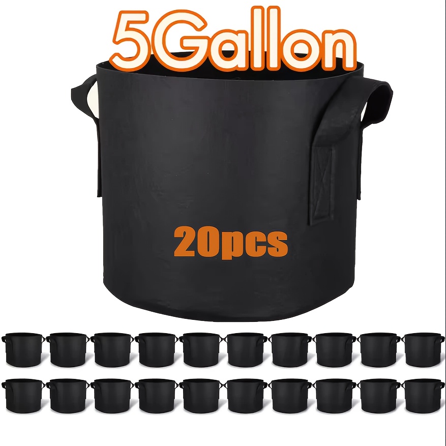   pack plant grow bags 5 gallon with handles aeration nonwoven fabric lightweight gardening pots for vegetables flowers potatoes tomatoes fruits indoor outdoor use indoor gardening vegetable growing portable planters