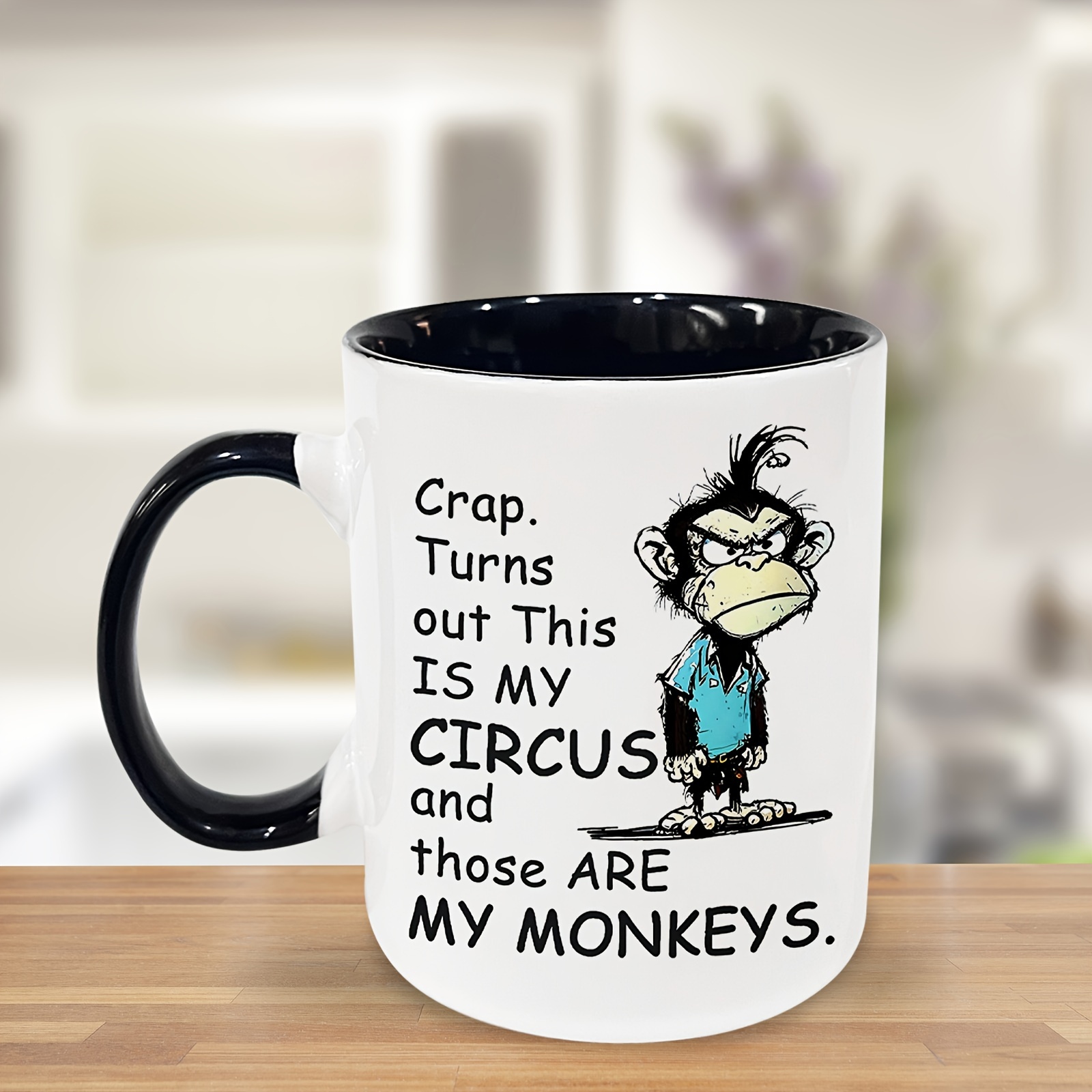 

1 Coffee Mug, " Circus" Humorous And Funny Ceramic Coffee Mug, Perfect Gift For Halloween, Christmas, Birthdays, For Office Home Hot And Cold Drinks, For Milk, Coffee, Cappuccino, Latte And More!