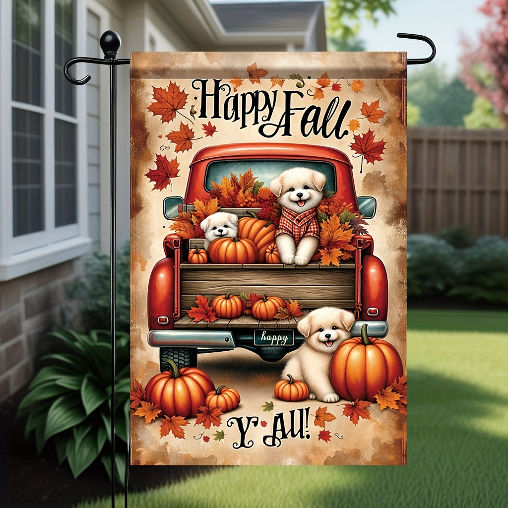 

Fall" Double- Polyester And Pumpkins - 18x12 , , , Double , Decoration, Decoration (flagpole Not Included)