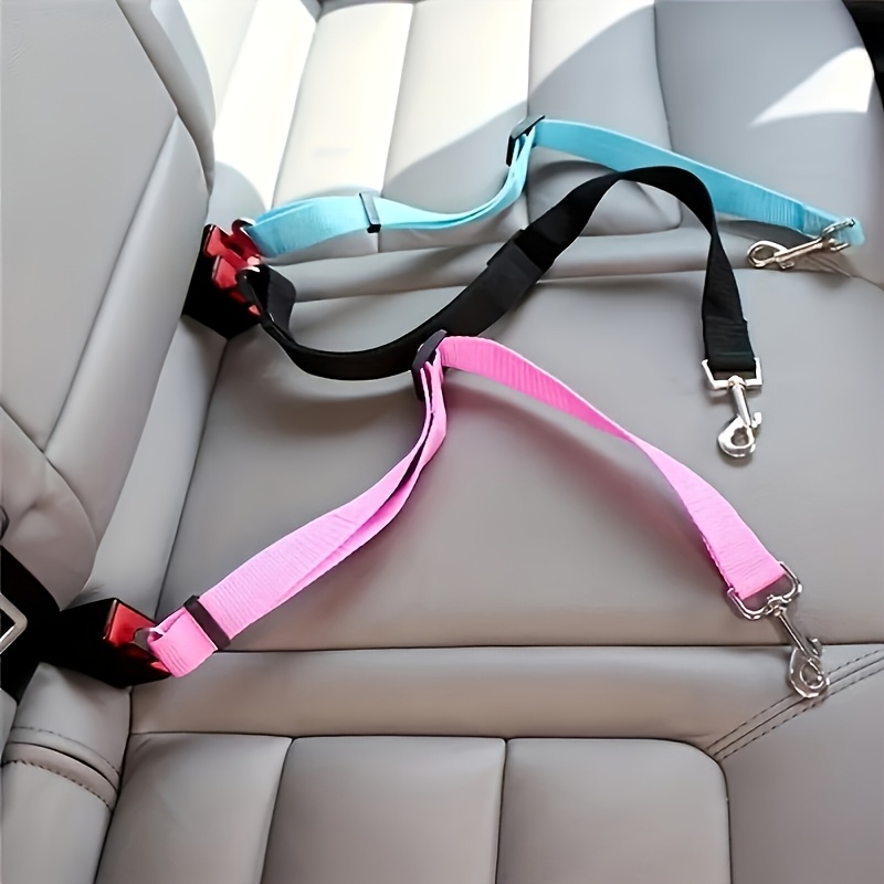 

1pc Nylon Dog Car Seat Belt With Striped Pattern, Vehicle Safety Harness For Cats And Dogs, Hand Washable Adjustable Pet With For Car Travel