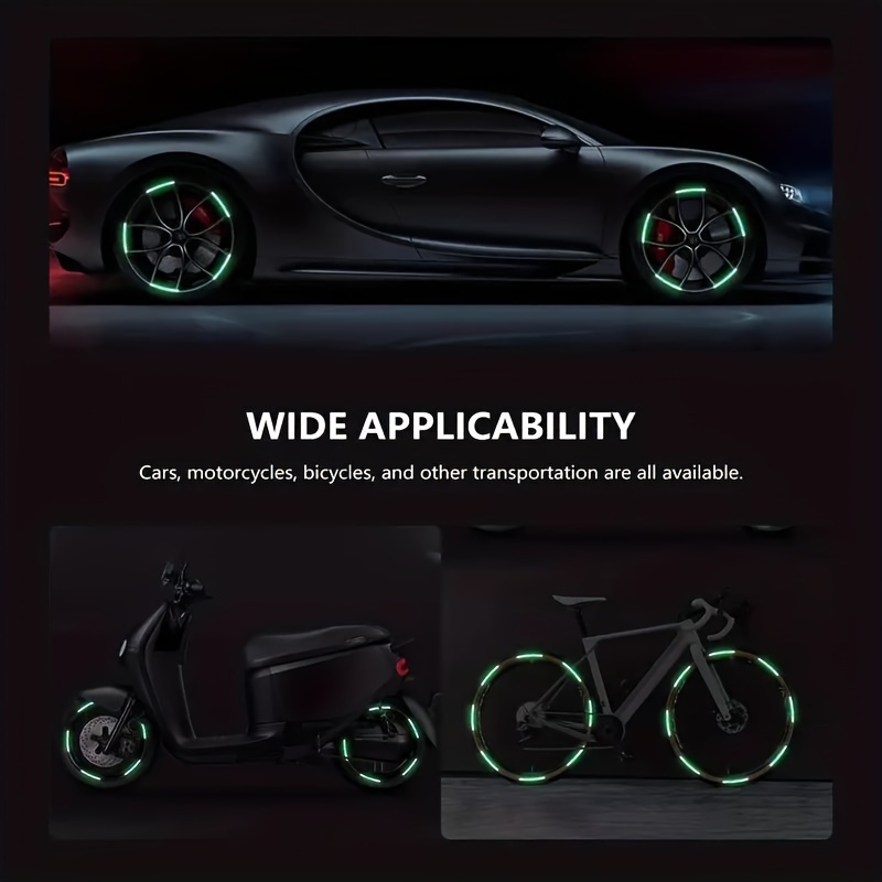20pcs Reflective Car Wheel Stickers - Enhance Visibility And Safety At Night - Green And Silvery Tire Warning Stickers for Motorcycles And Vehicles