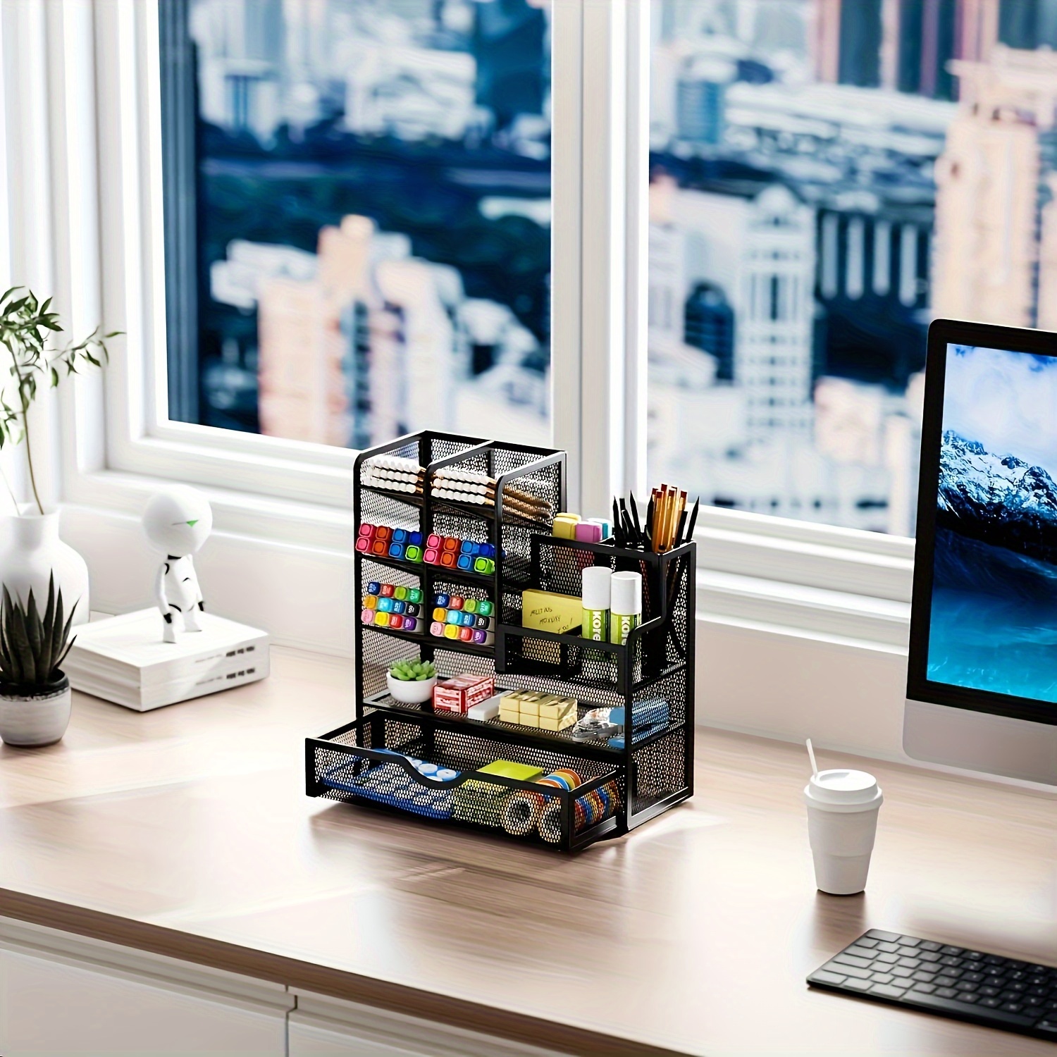 1 desktop storage rack multifunctional stationery Temu