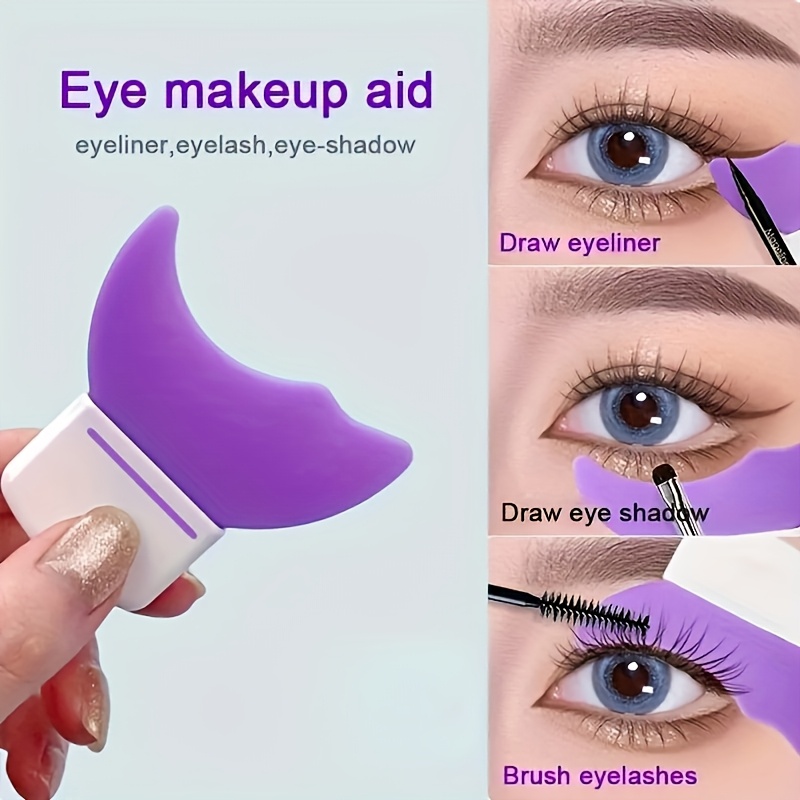 1 mascara   applicator tool multi functional eyelash and eyeshadow aid pad reusable silicone eyeliner stencil quick eye makeup tool Product details 0