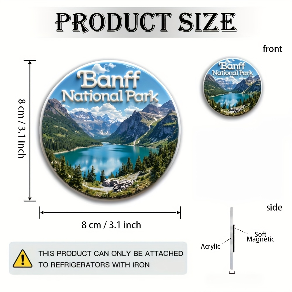 TEMU 1 décoration magnétique pour réfrigérateur, thème Parc national de Banff - 1 impression acrylique plate 2D, mettant en valeur un design vibrant