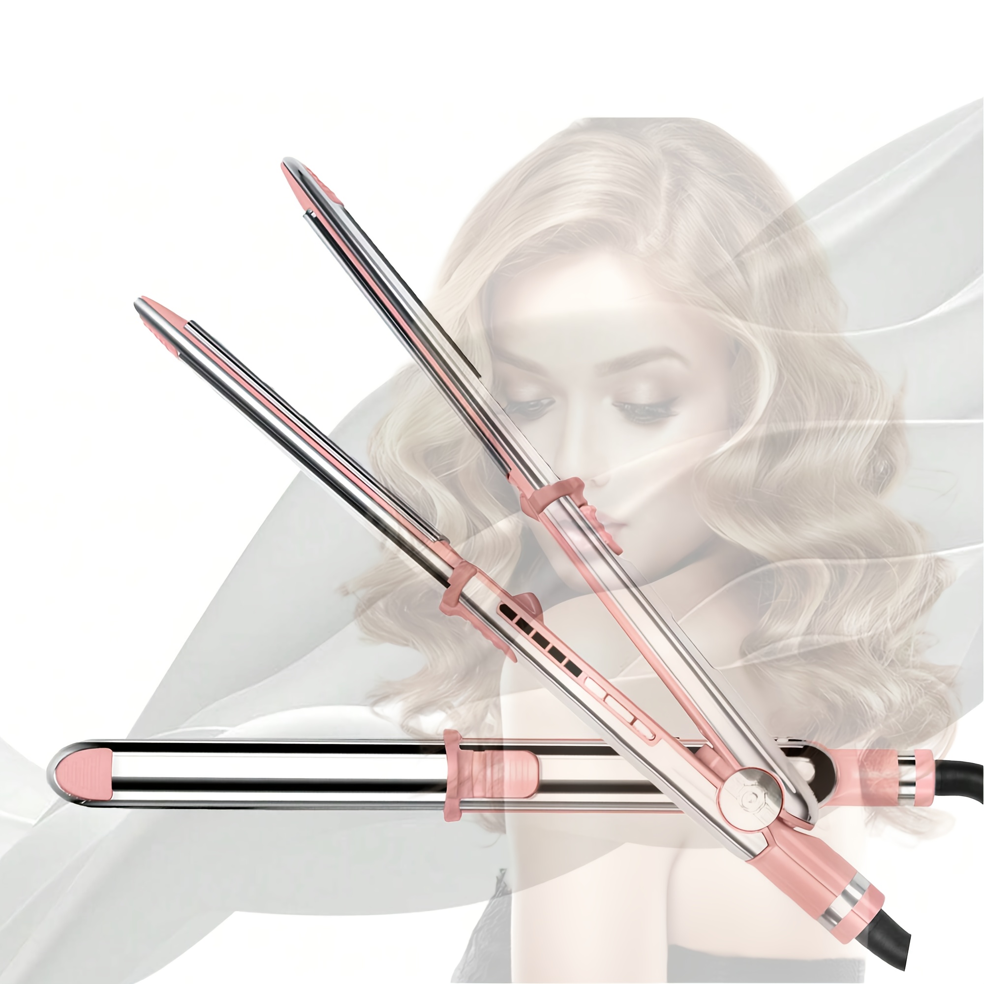 Image of 2-in-1 Straightener And Curler - Up Fast With Dual Voltage, A Professional Styling Tool Suitable For All Hair Types, Travel-friendly, Perfect For Vacation/holiday/birthday Gifts.