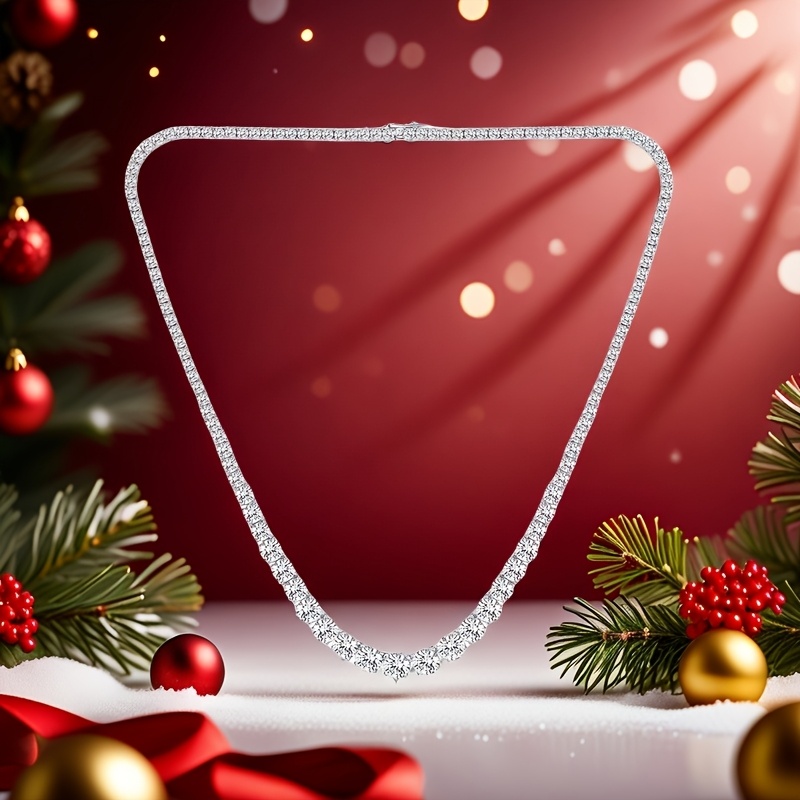 

Tennis Necklace 18k Platinum Plated Graded 3.0-6.0mm Gradient Round Cut Cubic Zirconia Tennis Necklace Unisex