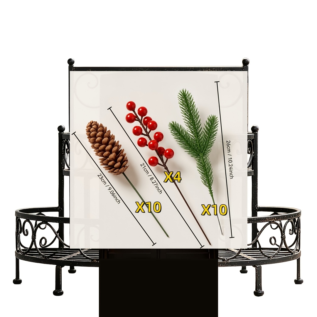 TEMU 24 branches d' artificielles, pinces et décorations de rouges pour la décoration intérieure, en plastique réalistes, décorations de sapin de