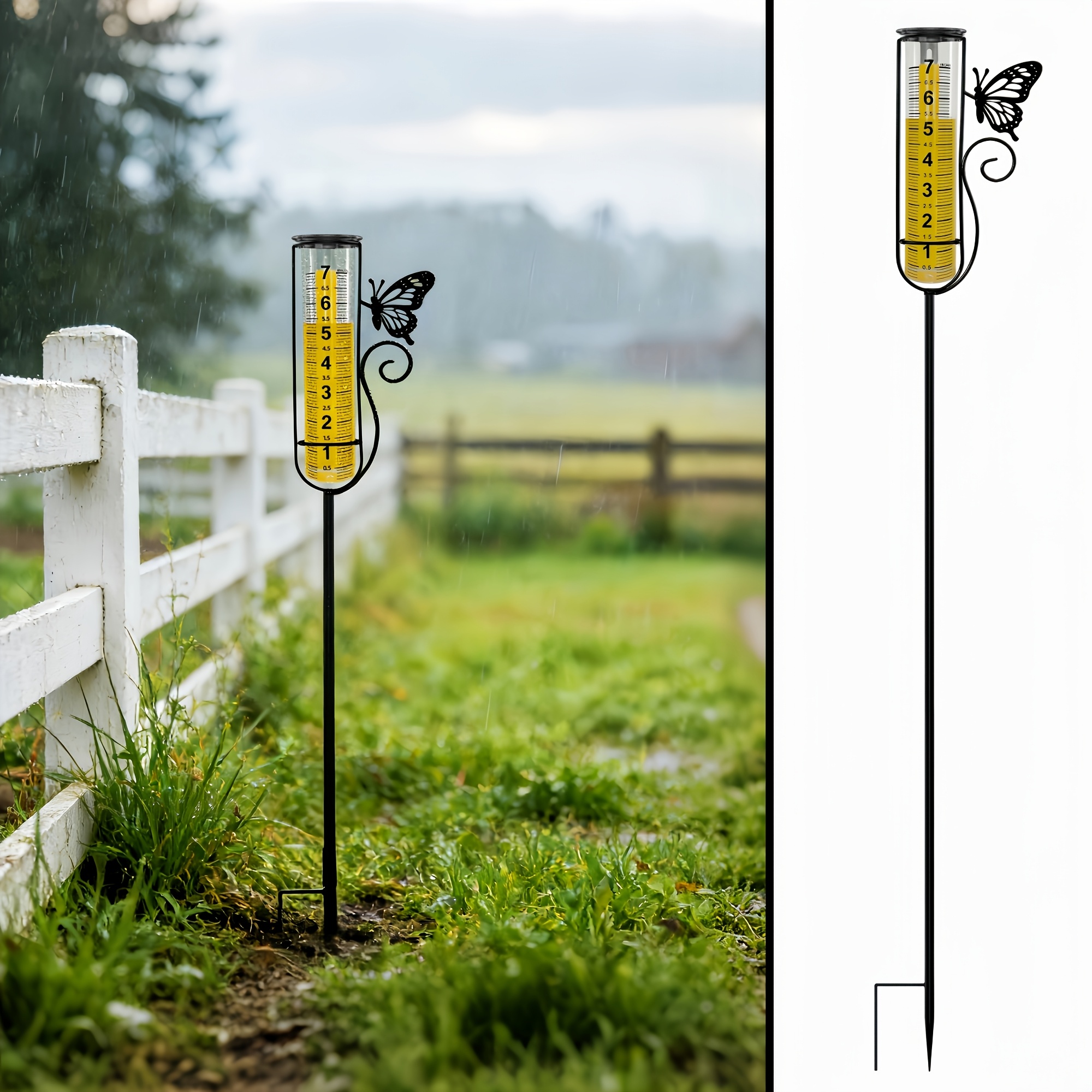 Temu – TEMU 1pc, Outdoor Rain Gauge, -shaped Rain Gauge, 7-inch Capacity Plastic Rain Gauge, Frost-proof Design, Decorative Rain Gauge For Outdoor Use,