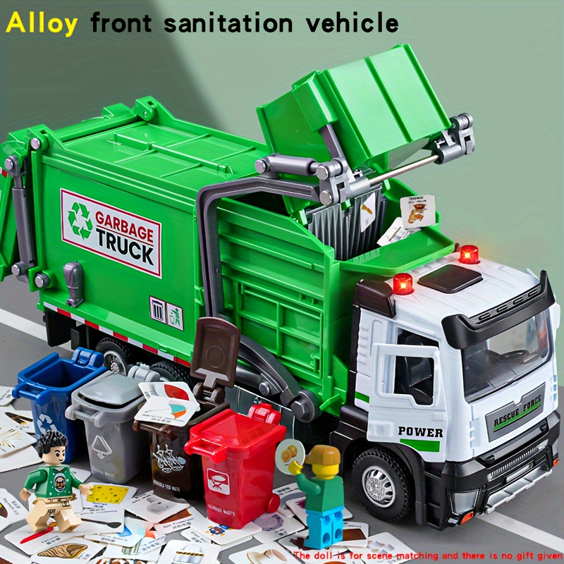 

Simulated Alloy Front Garbage Truck, Toy Cleaning, Garbage Sorting Bin, Sanitation And Cleaning Engineering Model, Car Boy