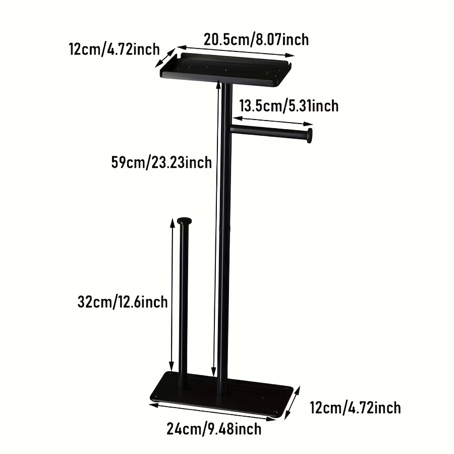 TEMU Porte-papier toilette 1 pièce avec support autoportant - Installation perçage, convient aux petites de bain, organisateur de rouleaux de papier