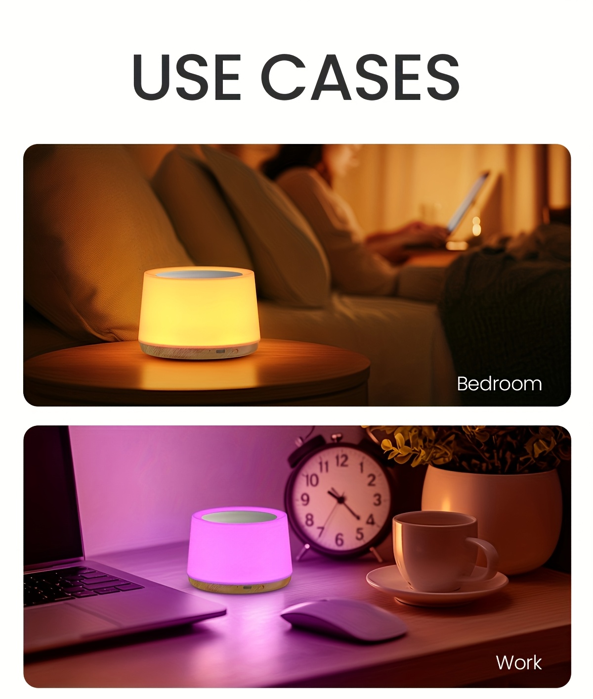 Lihangstar Touch-Sensitive Smart Lamp, a Brand New Touch Bedside Lamp, Night Light/Table Lamp, Adjustable Brightness And Color Night Light, USB Rechargeable/Suitable for Bedroom, Living Room, Parties, Desktop, Birthday Gift Ambient Light