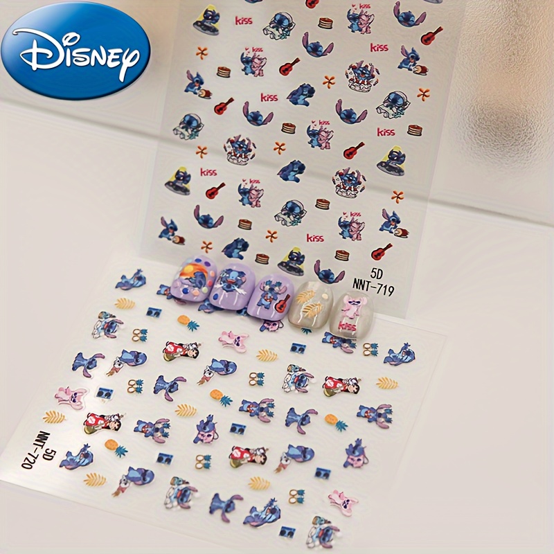 

Disney Stitch 5d Embossed Cartoon Nail Art Stickers - Cute Plastic Mobile Phone, Water Cup, Pen Holder, And Hand Account Decoration Decals