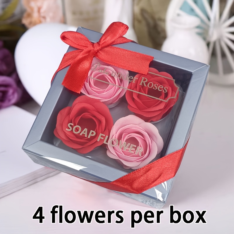 Image of Gift For Her/him Birthday Party Small Gift 4pcs Rose Simulation Flowers Gift Box 's Day Gift Mother's Day Gift For Mom Surprise Christmas Day Gift For Wedding Gift Graduation Season Gift For Souvenir