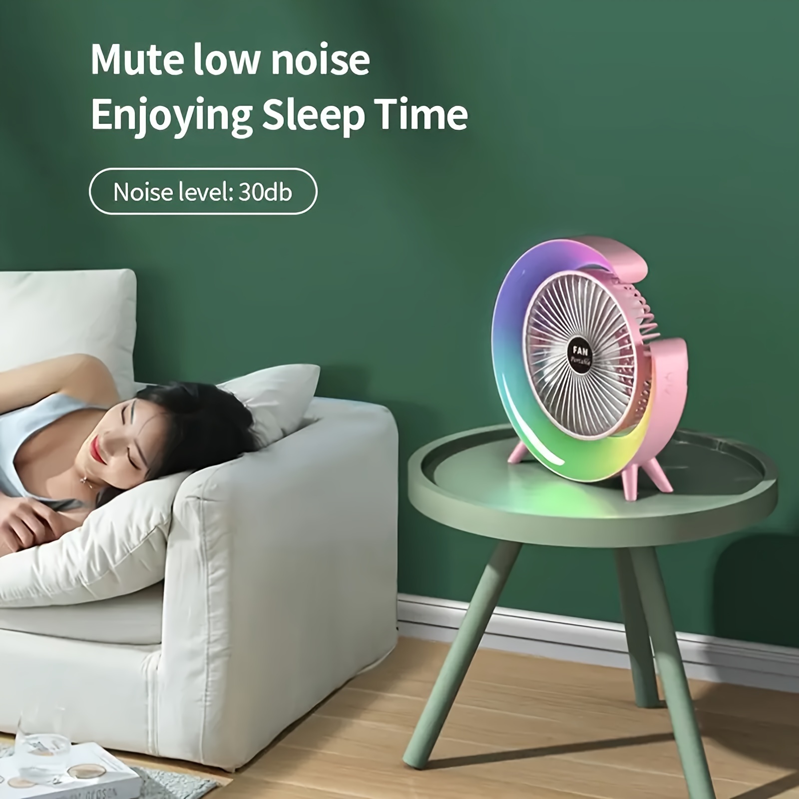 1 шт. небольшой вентилятор для домашнего рабочего стола, цветной вентилятор с зарядкой через USB, мини-настольный вентилятор с циркуляцией воздуха на лето для кемпинга на открытом воздухе, пикника, офиса, автофургона, путешествий подробные сведения 2