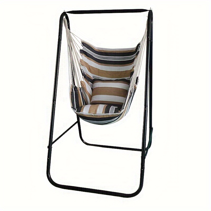 a hammock chair with a stand featuring a hanging swing chair supports a   weight of 400   suitable for   indoor and outdoor use